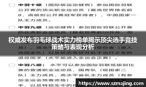 权威发布羽毛球战术实力榜单揭示顶尖选手竞技策略与表现分析